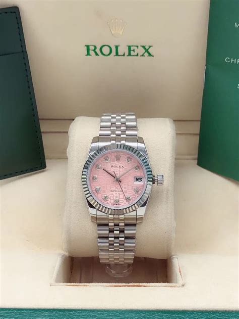 pink and silver watch rolex|pink rolex watches for women.